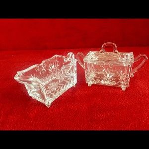 Shannon Crystal Godinger Footed Sugar Creamer Set